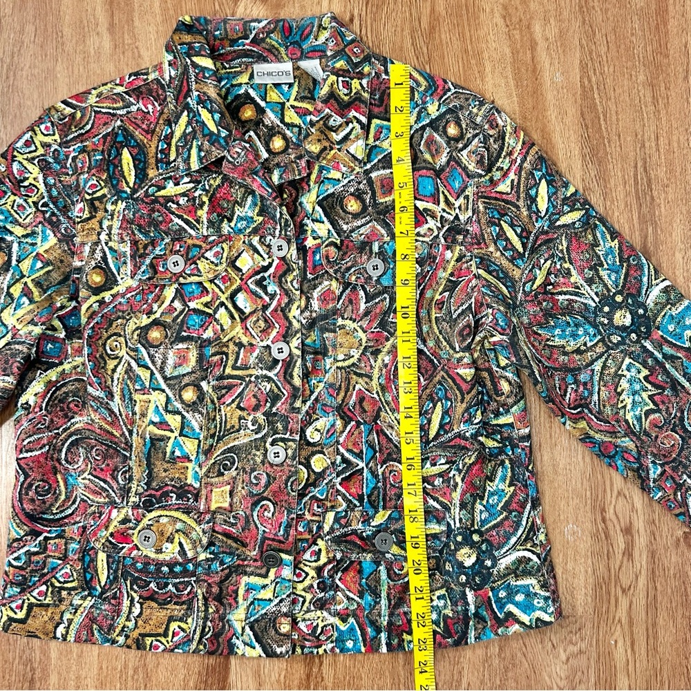 Chico's Multicolor Patterned Button Collar Jacket - image 10